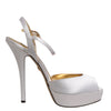 Dolce & Gabbana White Satin Platform Heels Sandals Shoes
