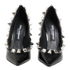 Dolce & Gabbana Black Crystals Studs Stiletto Pumps Shoes