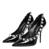 Dolce & Gabbana Black Crystals Studs Stiletto Pumps Shoes