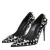 Dolce & Gabbana Black Crystals Studs Stiletto Pumps Shoes
