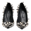 Dolce & Gabbana Black Crystals Studs Stiletto Pumps Shoes