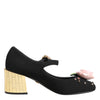 Dolce & Gabbana Black Flower Crystal Embellished Mary Jane Shoes