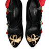 Dolce & Gabbana Black Roses Crystal Brooch Mary Jane Shoes