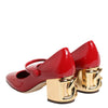 Dolce & Gabbana Red Leather DG Logo Heels Sandals Shoes