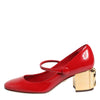 Dolce & Gabbana Red Leather DG Logo Heels Sandals Shoes