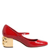 Dolce & Gabbana Red Leather DG Logo Heels Sandals Shoes