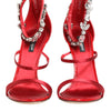 Dolce & Gabbana Red Satin Crystals Keira Sandals Heels Shoes
