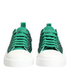 Dolce & Gabbana Green Portofino Crystal DG Logo Sneakers Shoes