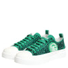 Dolce & Gabbana Green Portofino Crystal DG Logo Sneakers Shoes