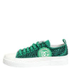 Dolce & Gabbana Green Portofino Crystal DG Logo Sneakers Shoes
