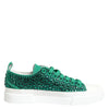 Dolce & Gabbana Green Portofino Crystal DG Logo Sneakers Shoes