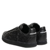 Dolce & Gabbana Black Floral Lace Low Top Sneakers Shoes