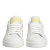 Dolce & Gabbana White Yellow Leather Low Top Sneakers Shoes