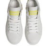 Dolce & Gabbana White Yellow Leather Low Top Sneakers Shoes