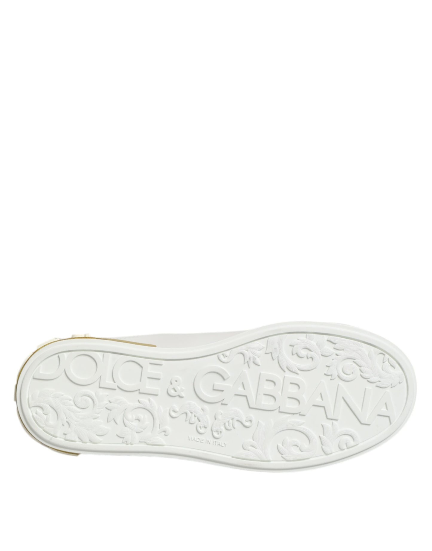 Dolce & Gabbana White Yellow Leather Low Top Sneakers Shoes