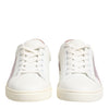Dolce & Gabbana White Pink Leather Low Top Sneakers Shoes