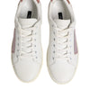 Dolce & Gabbana White Pink Leather Low Top Sneakers Shoes