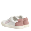 Dolce & Gabbana White Pink Leather Low Top Sneakers Shoes