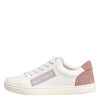 Dolce & Gabbana White Pink Leather Low Top Sneakers Shoes