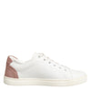 Dolce & Gabbana White Pink Leather Low Top Sneakers Shoes