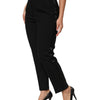 Dolce & Gabbana Black Wool HighWaist Tapered Trouser Pants