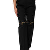 Dolce & Gabbana Black Zip Detailed Wool Straight Leg Pants