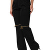 Dolce & Gabbana Black Zip Detailed Wool Straight Leg Pants