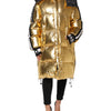 Dolce & Gabbana Gold Hooded Puffer Quilted Full Zip Jacket