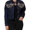 Dolce & Gabbana Blue Cotton Denim Crystal Embellished Jacket