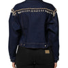 Dolce & Gabbana Blue Cotton Denim Crystal Embellished Jacket