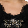 Dolce & Gabbana Black Crystal Embellished Midi A-line Dress