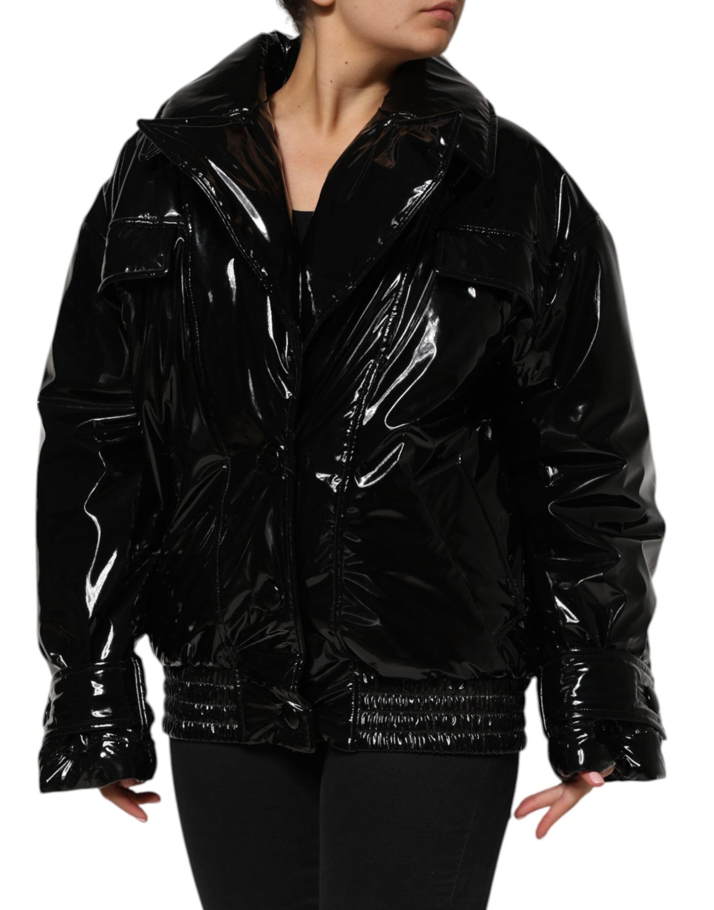 Dolce & Gabbana Black Polyester Quilted Puffer Coat Jacket