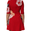 Dolce & Gabbana Red Lace Floral Applique A-line Mini Dress