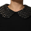 Dolce & Gabbana Black Crystal Embellished Collared Mini Dress
