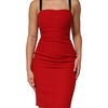 Dolce & Gabbana Red Stretch Bodycon Sheath Knee Length Dress