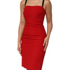 Dolce & Gabbana Red Stretch Bodycon Sheath Knee Length Dress