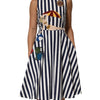Dolce & Gabbana Blue White Striped Embroidered A-line Dress