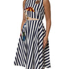 Dolce & Gabbana Blue White Striped Embroidered A-line Dress