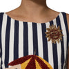 Dolce & Gabbana Blue White Striped Embroidered A-line Dress