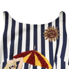 Dolce & Gabbana Blue White Striped Embroidered A-line Dress