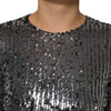Dolce & Gabbana Black Sequined Long Sleeves Midi A-line  Dress