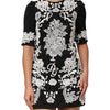 Dolce & Gabbana Black Lace Trim Short Sleeves A-line Dress