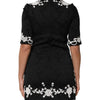 Dolce & Gabbana Black Lace Trim Short Sleeves A-line Dress