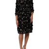 Dolce & Gabbana Black Viscose Pearl Embellishment Shift Dress