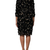 Dolce & Gabbana Black Viscose Pearl Embellishment Shift Dress