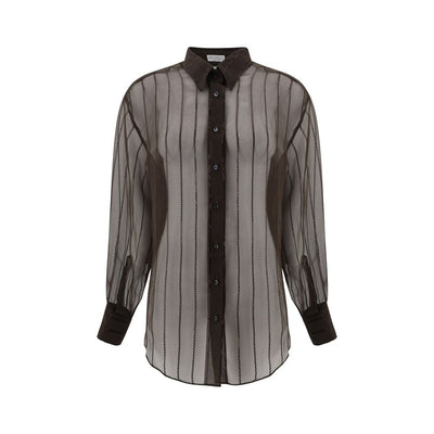 Brunello Cucinelli Brown Silk Blouse