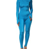Dolce & Gabbana Blue Nylon Crew Neck Bodycon Jumpsuit Dress
