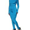 Dolce & Gabbana Blue Nylon Crew Neck Bodycon Jumpsuit Dress