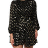 Dolce & Gabbana Black Gold Polka Dot Silk Brocade Mini Dress