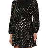 Dolce & Gabbana Black Gold Polka Dot Silk Brocade Mini Dress